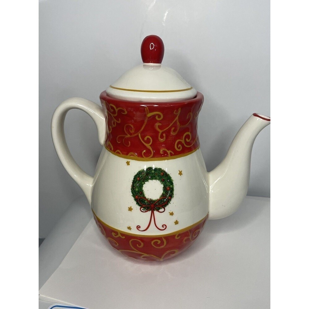 Dayspring Holiday NIB Christmas Teapot the meaning of the‎ Christmas Wreath